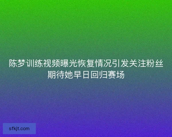 陈梦训练视频曝光恢复情况引发关注粉丝期待她早日回归赛场