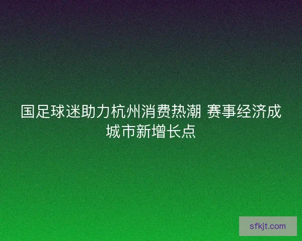国足球迷助力杭州消费热潮 赛事经济成城市新增长点